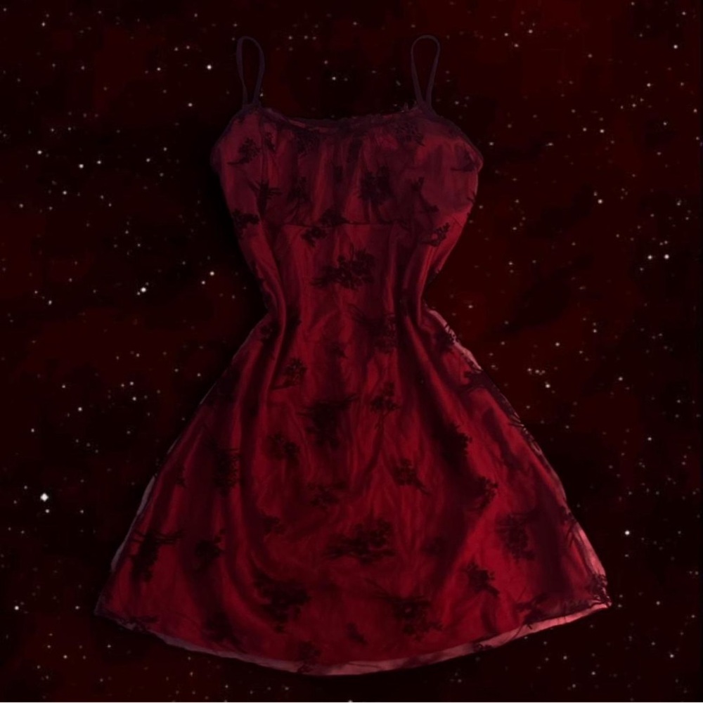 2 Red Floral Dresses Size M